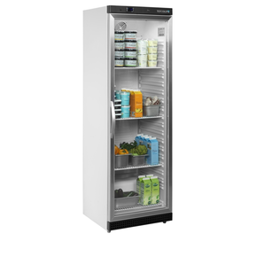 Chladicí skříň jednodveřová s prosklenými dveřmi, barva bílá | TEFCOLD, UR 400 G