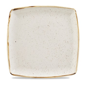Biały kwadratowy talerz, ręcznie zdobiony 26,8 x 26,8 cm | CHURCHILL, Stonecast Barley White