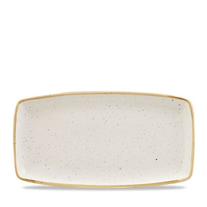 Bílý obdélný servírovací talíř, ručně zdobený 35 cm x 18,5 cm | CHURCHILL, Stonecast Barley White