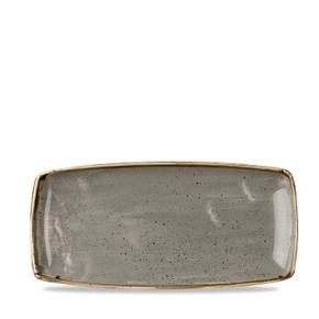 Obdélníkový servírovací talíř, šedý, ručně zdobený 29,5 cm x 15 cm | CHURCHILL, Stonecast Peppercorn Grey