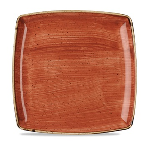 Porcelánový hranatý talíř, ručně zdobený 26,8 x 26,8 cm | CHURCHILL, Stonecast Spiced Orange