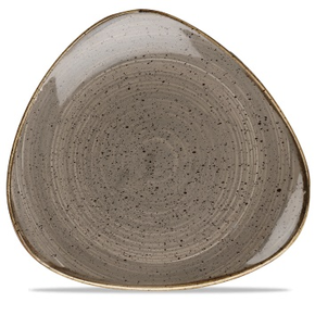 Szary trójkątny talerz, ręcznie zdobiony 31 cm | CHURCHILL, Stonecast Peppercorn Grey