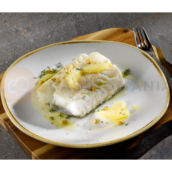 Bílý obdélný servírovací talíř, ručně zdobený 29,5 cm x 15 cm | CHURCHILL, Stonecast Barley White