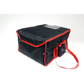 Taška na 12x lunchbox 20x25 cm, nylonový, zavírání na magnet, černý s červeným lemováním | FURMIS, LUNCHBOX 12