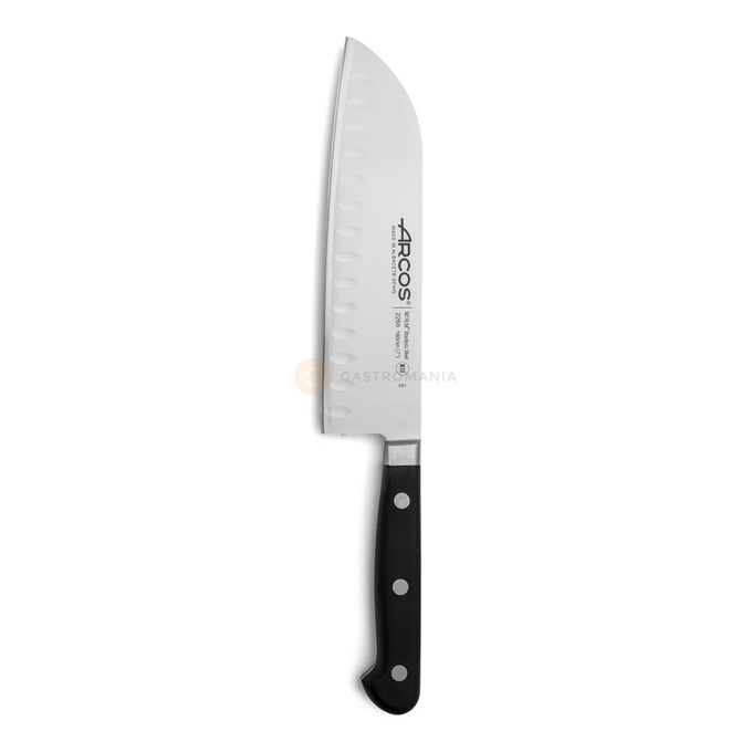 Nůž Santoku s kuličkovým hrotem, černý, 303 mm | ARCOS, Ópera