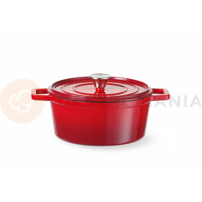 Smaltovaný litinový hrnec, 3,7 l, červený, 317x240x105 mm | HENDI, 626832