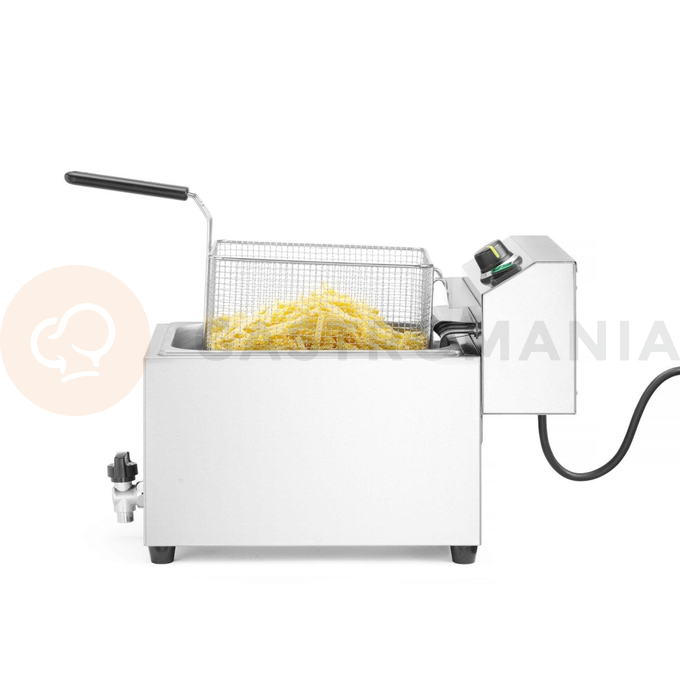 Fritéza XL s vypouštěcím kohoutkem, 10 l, 400V/10200W, 300x585x392 mm | HENDI, Goliath