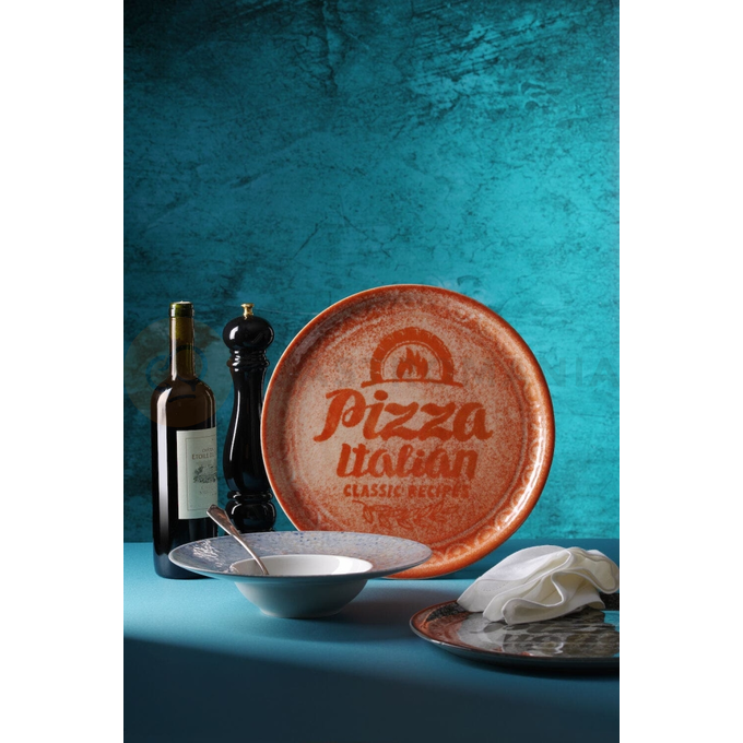 Talíř na pizzu, červený, 330 mm | HENDI, Recipe Collection Brick Red