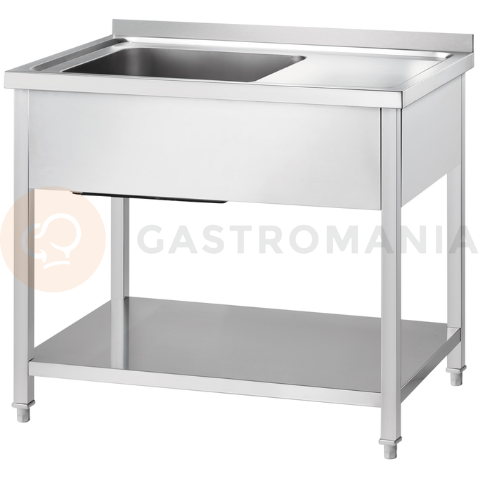 Stół ze zlewem 1-komorowym po lewej, z półką 1200x700x850 mm, skręcany | GREDIL, 674127