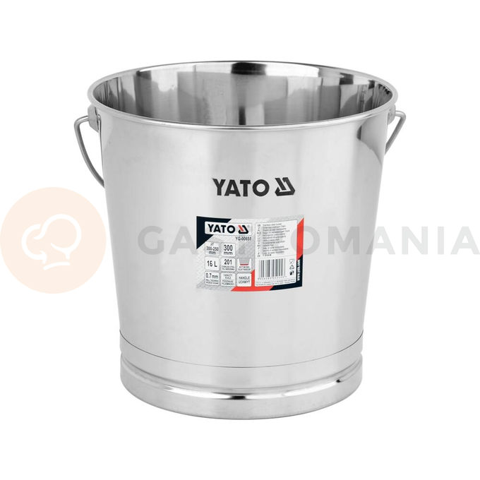 Vědro z nerezové oceli s prstencem 16 l | YATO, YG-00651