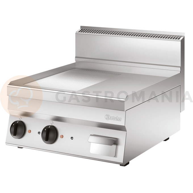 Płyta grillowa elektryczna, 400 V 600x650x295 mm, 1/2 gładka, 1/2 ryflowana | BARTSCHER, Seria 650