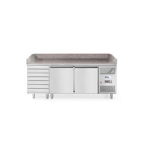 2-dveřový chladící stůl na pizzu se 7 zásuvkami, s žulovou deskou, 2020x800x1110 mm | HENDI, 232842