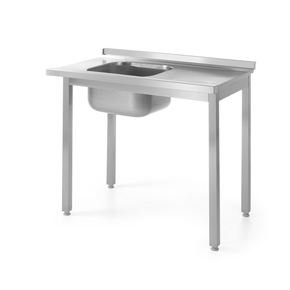 Nerezový stůl vstupní s dřezem levý - montovaný, 1000x600x850 mm | HENDI, Bistro Line