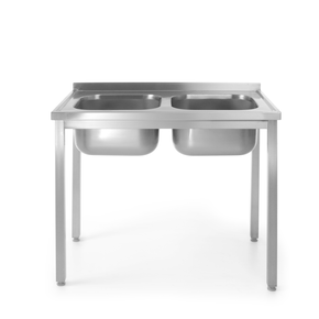 Stůl s dvěma dřezy - montovaný, 1000x600x850 mm | HENDI, Bistro Line