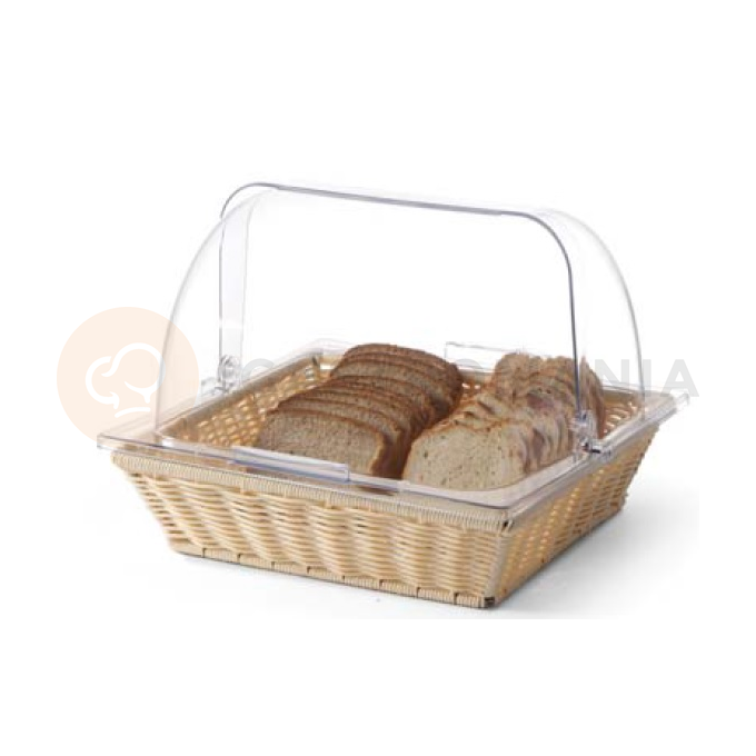 Obdélníkový košík na pečivo z polyratanu a s poklopem, 365x335x245 mm | HENDI, 426968