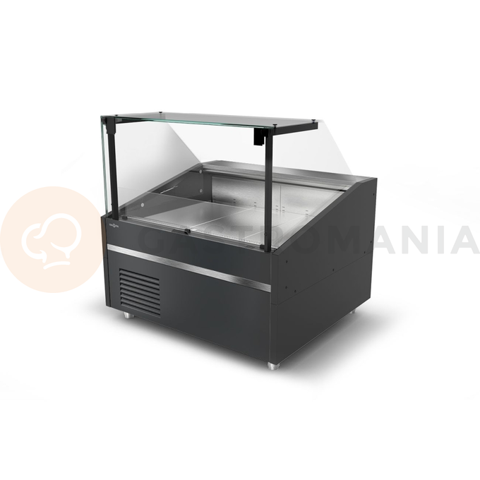 Modul chladícího pultu s agregátem, tvrzeným rovným sklem a nerezovou deskou 2500x1170x1330 mm | RAPA, GT plug-in