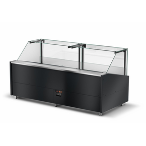 Modul chladícího pultu s agregátem, tvrzeným rovným sklem a nerezovou deskou 2500x1170x1330 mm | RAPA, GT plug-in