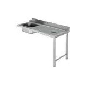 Vstupní nerezový stůl s otvorem na odpad, na 2 nohách, pravý 1400x700x850 mm | ASBER, DSTR-147-H-2L