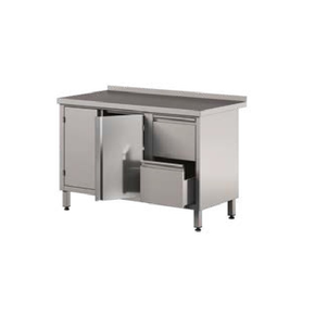 Přístěnný stůl s dvojitými křídlovými dveřmi a 2 zásuvkami 2000x600x850 mm | ASBER, WM-206-PL-2HD-2DR
