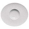 Oválný talíř z bílého porcelánu s širokým okrajem 30 x 26 cm | DEGRENNE, Boreal Satin