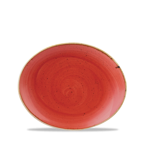 Oválný talíř červený, ručně zdobený 19,2 cm | CHURCHILL, Stonecast Berry Red