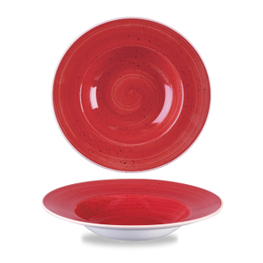 Hluboký talíř červený s širokým okrajem 284 ml | CHURCHILL, Stonecast Berry Red