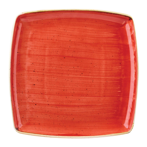 Hranatý talíř červený, ručně zdobený 26,8 x 26,8 cm | CHURCHILL, Stonecast Berry Red