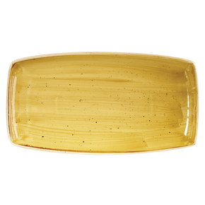 Obdélný servírovací talíř hořčicový, ručně zdobený 35 cm x 18,5 cm | CHURCHILL, Stonecast Mustard Seed Yellow