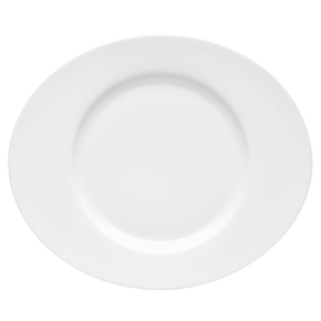Oválný prezentační talíř z bílého porcelánu, hladký okraj 34,5 cm x 29 cm | DEGRENNE, Boreal