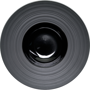 Hluboký talíř z černého porcelánu s dekorováním průměr 26,5 cm |  STALGAST, 396113