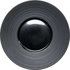 Talerz płytki z czarnej porcelany, dekorowany, średnica: 31 cm | STALGAST, 396112