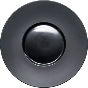 Talerz płytki z czarnej porcelany, gładki, średnica: 26 cm | STALGAST, 396101