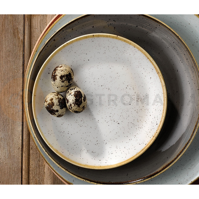 Bílý mělký talíř Trace, ručně zdobený 21 cm | CHURCHILL, Stonecast Barley White