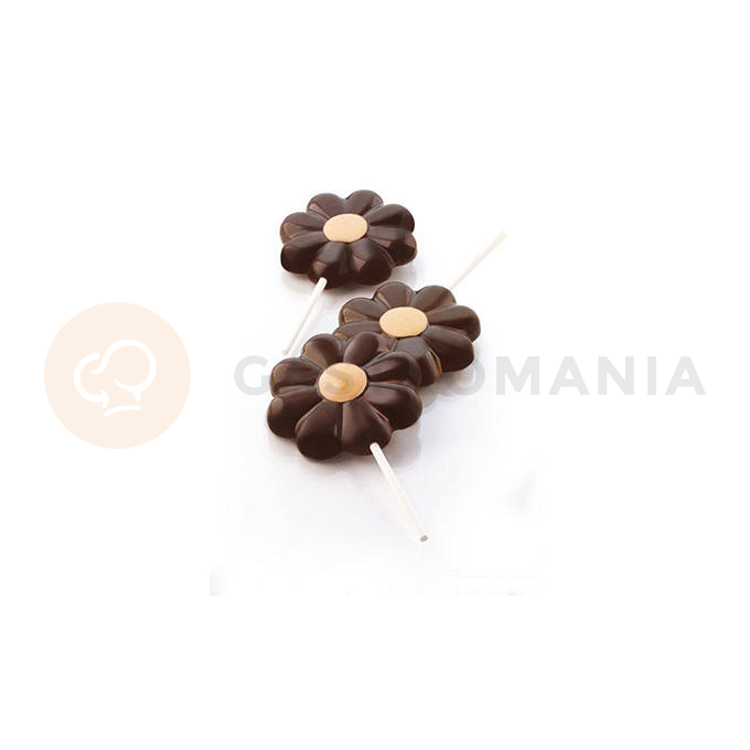 Forma na zákusky, lízátka, čokoládu  4 x květina + 50 dřívek | SILIKOMART, Daisy Pop