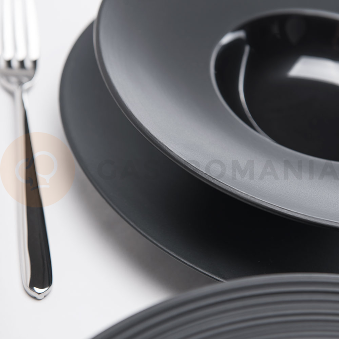 Mělký talíř z černého porcelánu hladký průměr 26 cm |  STALGAST, 396101