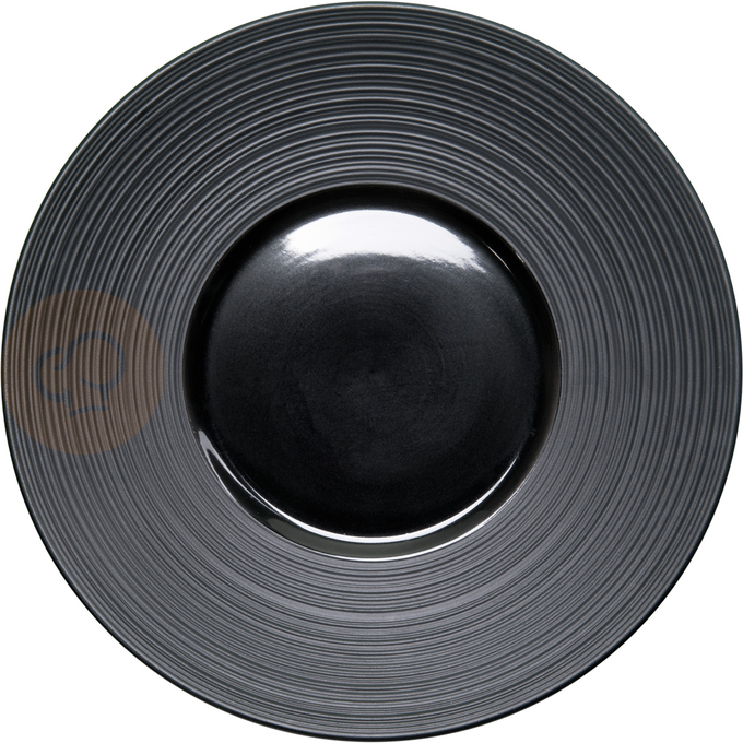 Mělký talíř z černého porcelánu s dekorováním průměr 31 cm |  STALGAST, 396112