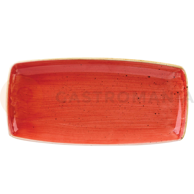 Obdélníkový servírovací talíř červený, ručně zdobený 29,5 cm x 15 cm | CHURCHILL, Stonecast Berry Red