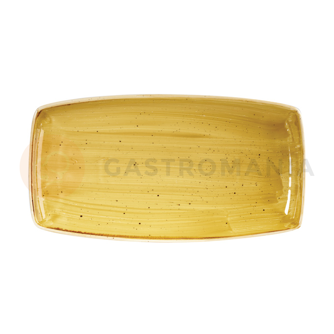 Obdélný servírovací talíř hořčicový, ručně zdobený 35 cm x 18,5 cm | CHURCHILL, Stonecast Mustard Seed Yellow