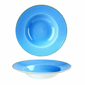 Hluboký talíř světle modrý s širokým okrajem 24 cm | CHURCHILL, Stonecast Cornflower Blue