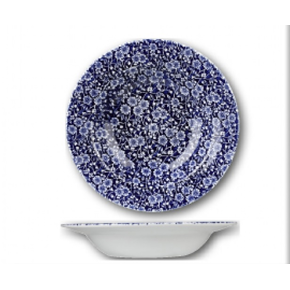 Hluboký talíř zdobený bílými květy 24,9 cm, modro-tmavě modrý | CHURCHILL, Vintage Prints