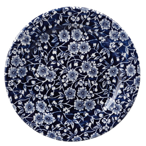 Mělký talíř zdobený bílými květy 17 cm, tmavě modrý | CHURCHILL, Vintage Prints