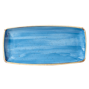 Obdélný servírovací talíř, světle modrý, ručně zdobený 35 cm x 18,5 cm | CHURCHILL, Stonecast Cornflower Blue