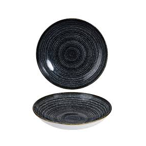 Porcelánový hluboký talíř coupe, grafitový 18 cm | CHURCHILL, Homespun Style Charcoal Black