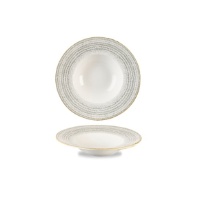 Porcelánový hluboký talíř s širokým okrajem, bílo-šedý 24 cm | CHURCHILL, Homespun Style Stone Gray