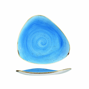 Talíř ve tvaru trojúhelníku, světle modrý, ručně zdobený 22,9 cm | CHURCHILL, Stonecast Cornflower Blue