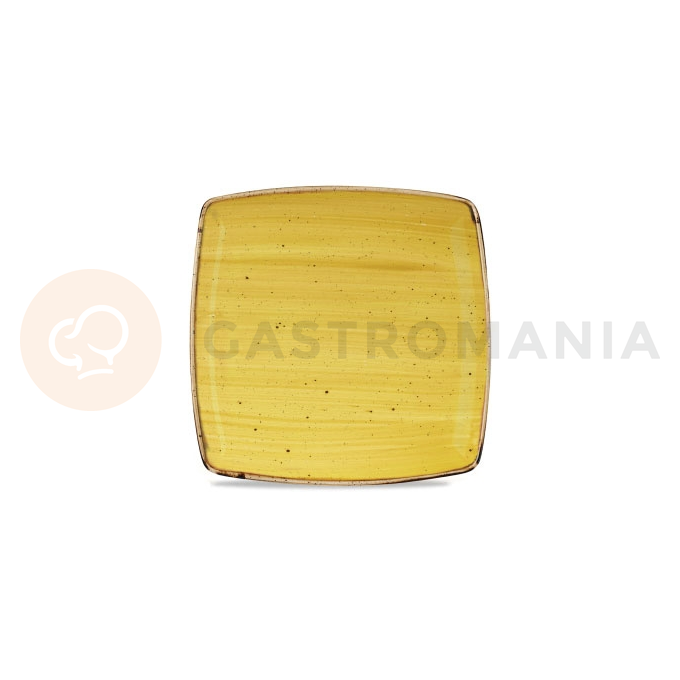 Hranatý talíř hořčicový, ručně zdobený 26,8 x 26,8 cm | CHURCHILL, Stonecast Mustard Seed Yellow