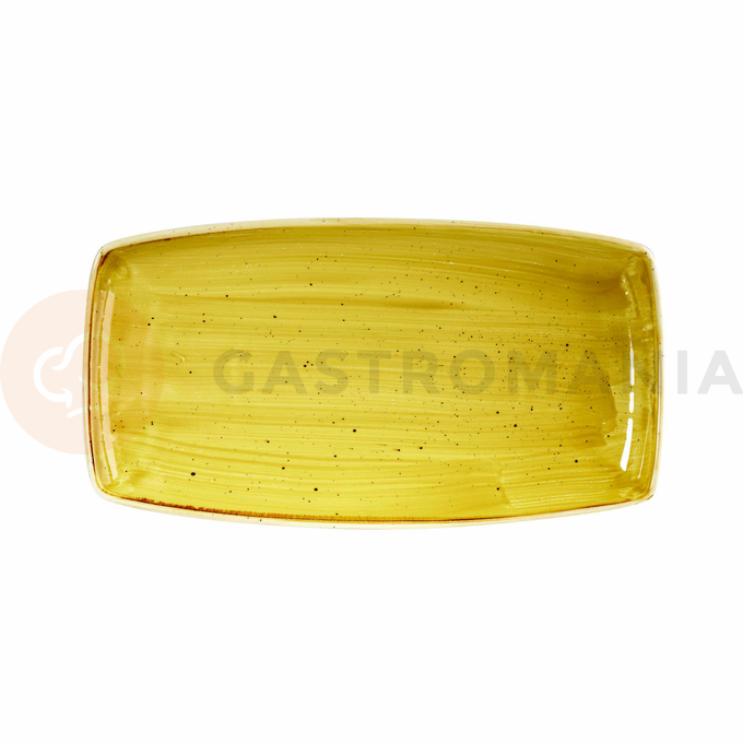 Obdélný servírovací talíř hořčicový, ručně zdobený 29,5 cm x 15 cm | CHURCHILL, Stonecast Mustard Seed Yellow