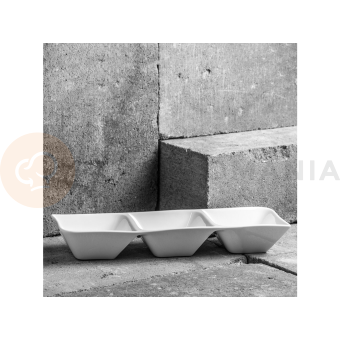 Porcelánová trojitá salátová mísa 31,5 x 11 cm | AMBITION, Kubiko/Fala