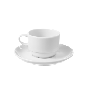 Šálek s podšálkem z bílého porcelánu, 0,09 l | FINE DINE, Bianco