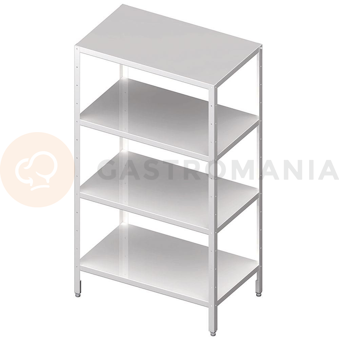 Úložný regál, plné police 4x, rohové nožky 1200x400x1800 mm | STALGAST, 981884120